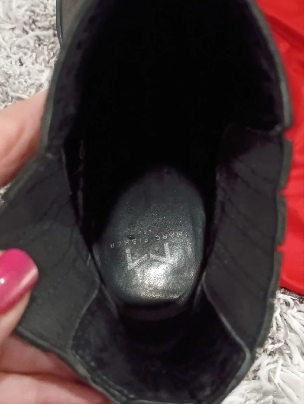 Marc Fisher Black Leather Pointed Toe Ankle Booties with Block Heel